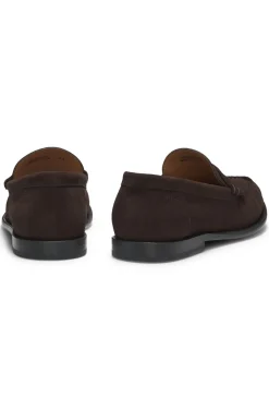Mokassins aus Veloursleder mit Pennyloafer-Detail und geprägtem Logo