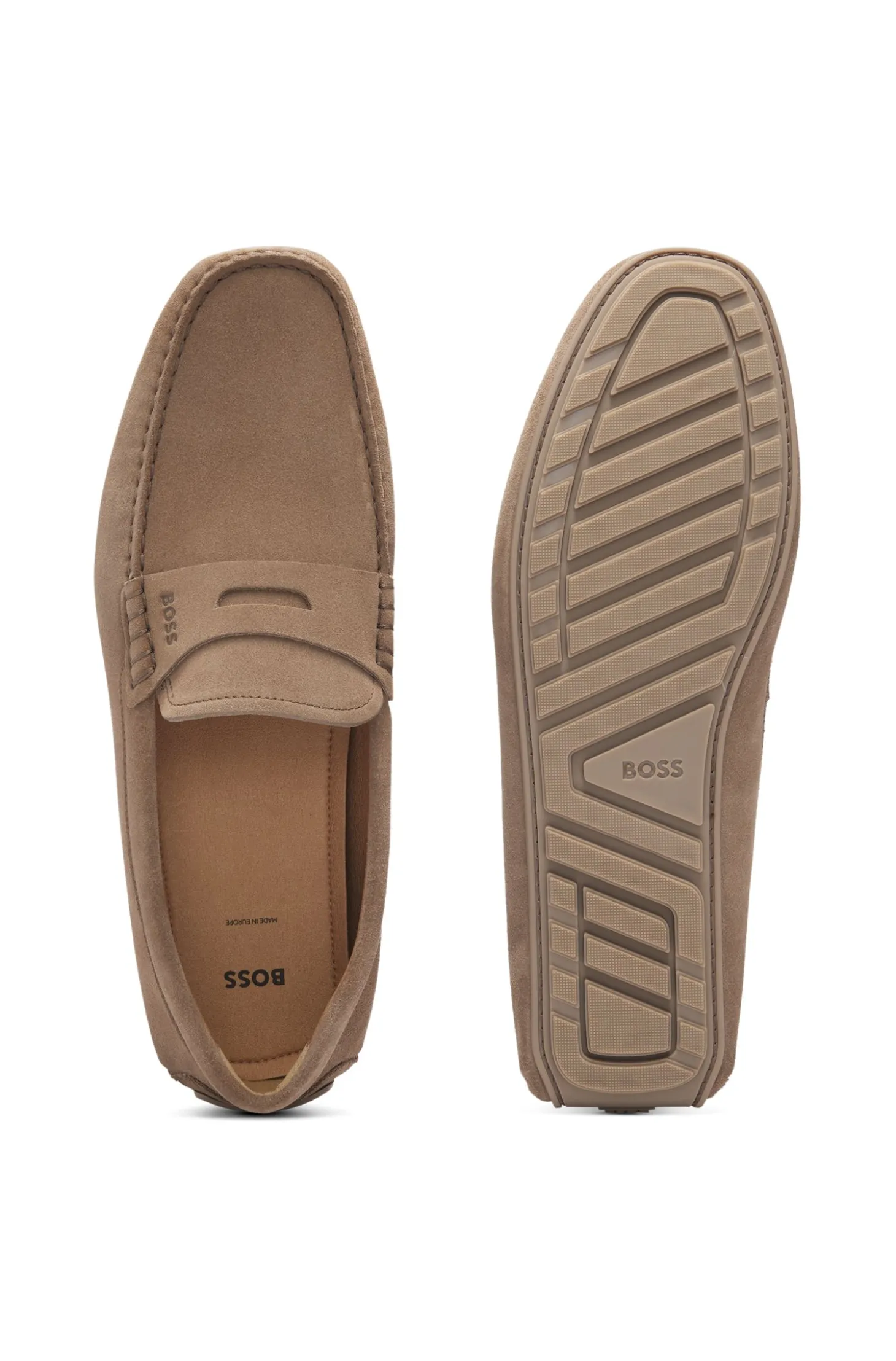 Mokassins aus Veloursleder mit Pennyloafer-Detail
