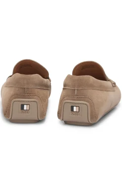 Mokassins aus Veloursleder mit Pennyloafer-Detail
