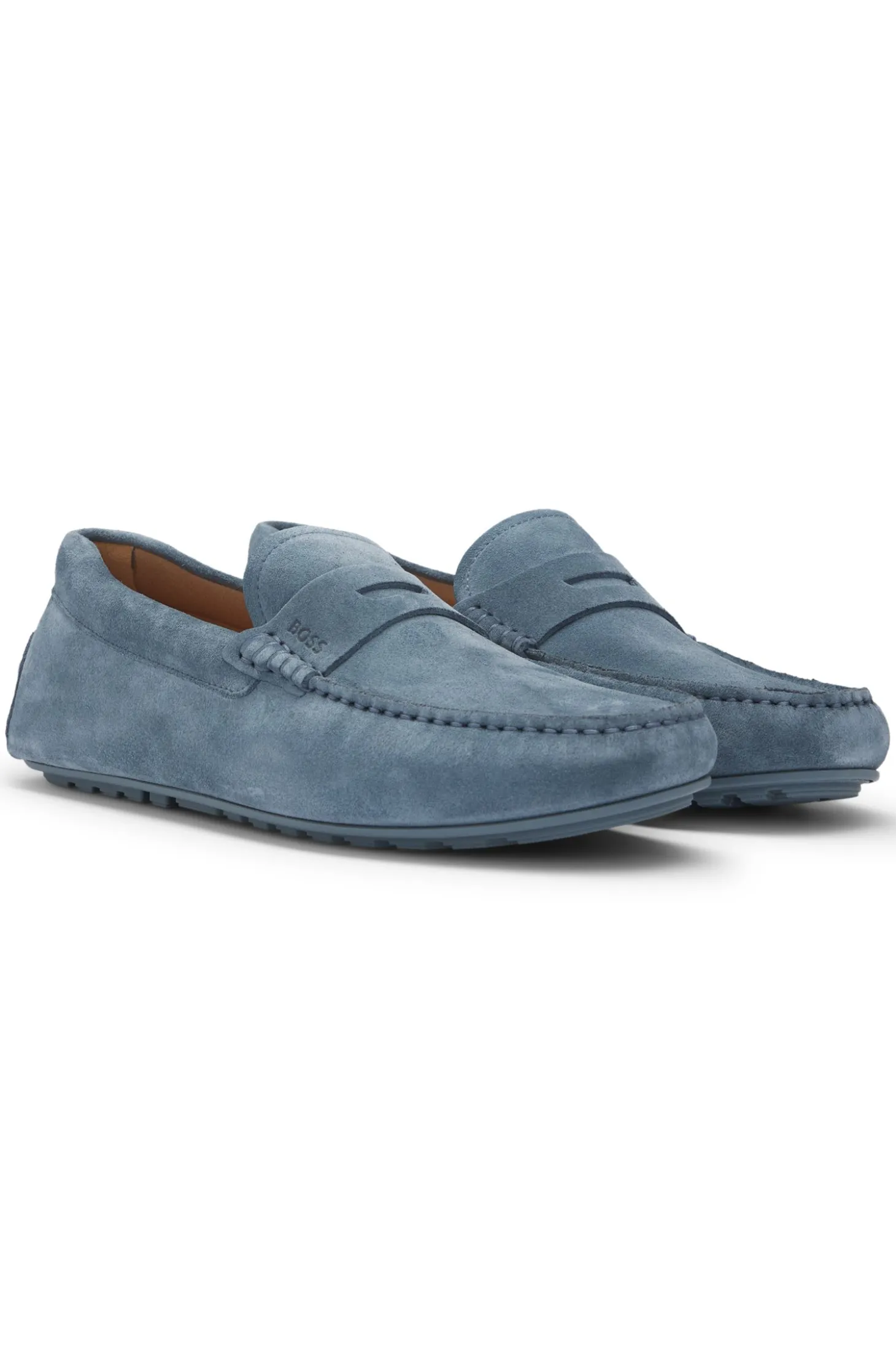 Mokassins aus Veloursleder mit Pennyloafer-Detail