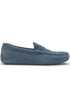 Mokassins aus Veloursleder mit Pennyloafer-Detail