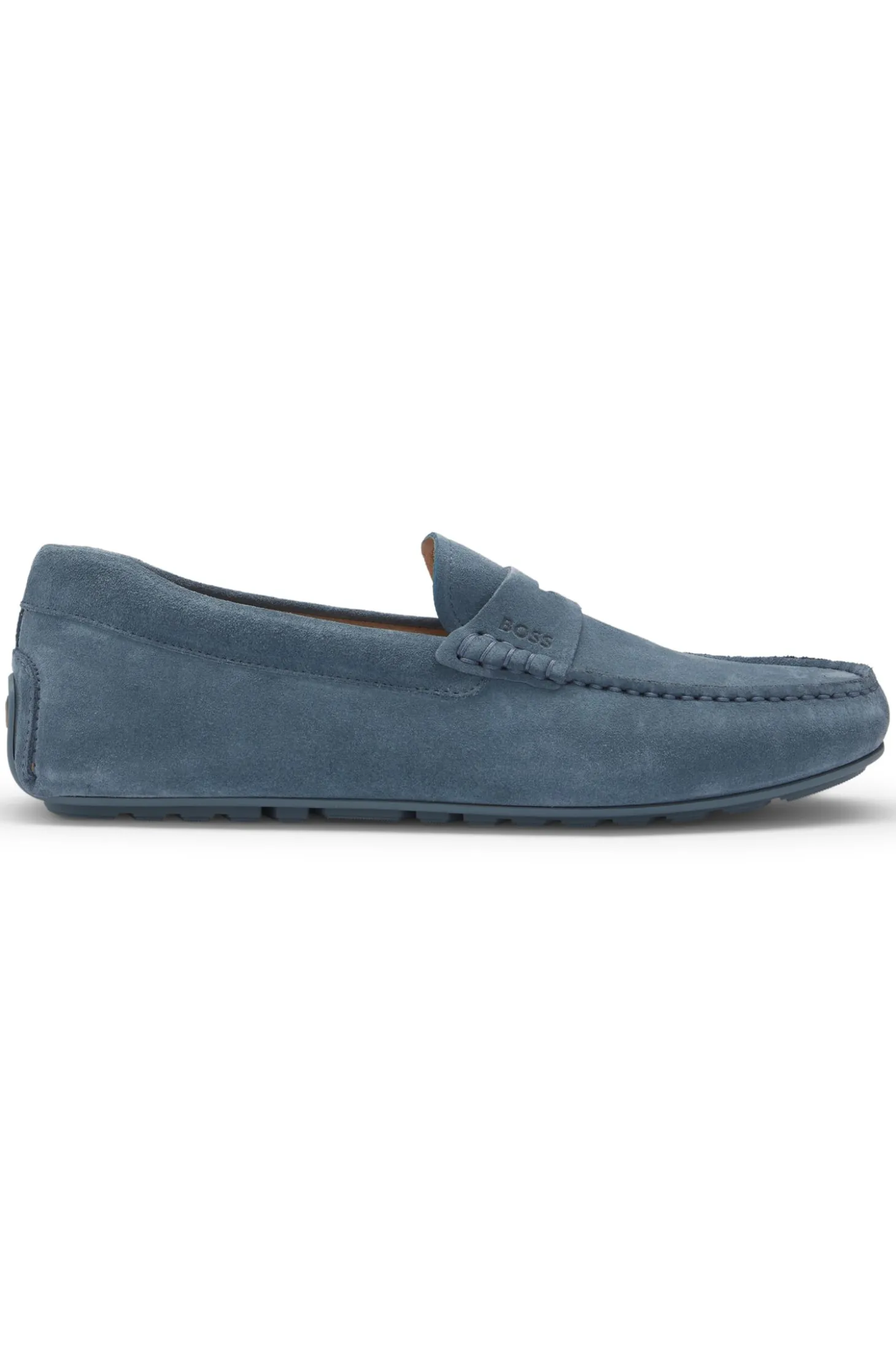 Mokassins aus Veloursleder mit Pennyloafer-Detail