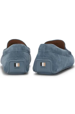 Mokassins aus Veloursleder mit Pennyloafer-Detail