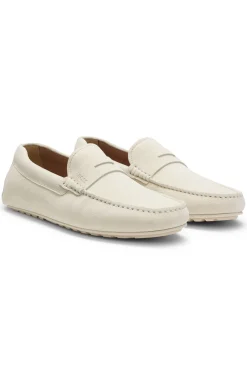 Mokassins aus Veloursleder mit Pennyloafer-Detail