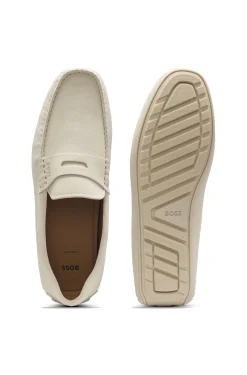Mokassins aus Veloursleder mit Pennyloafer-Detail