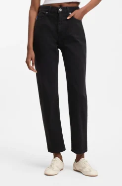 Mom-Jeans aus schwarzem Stretch-Denim