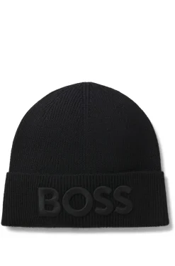 Mütze aus Woll-Mix mit Logo-Stickerei