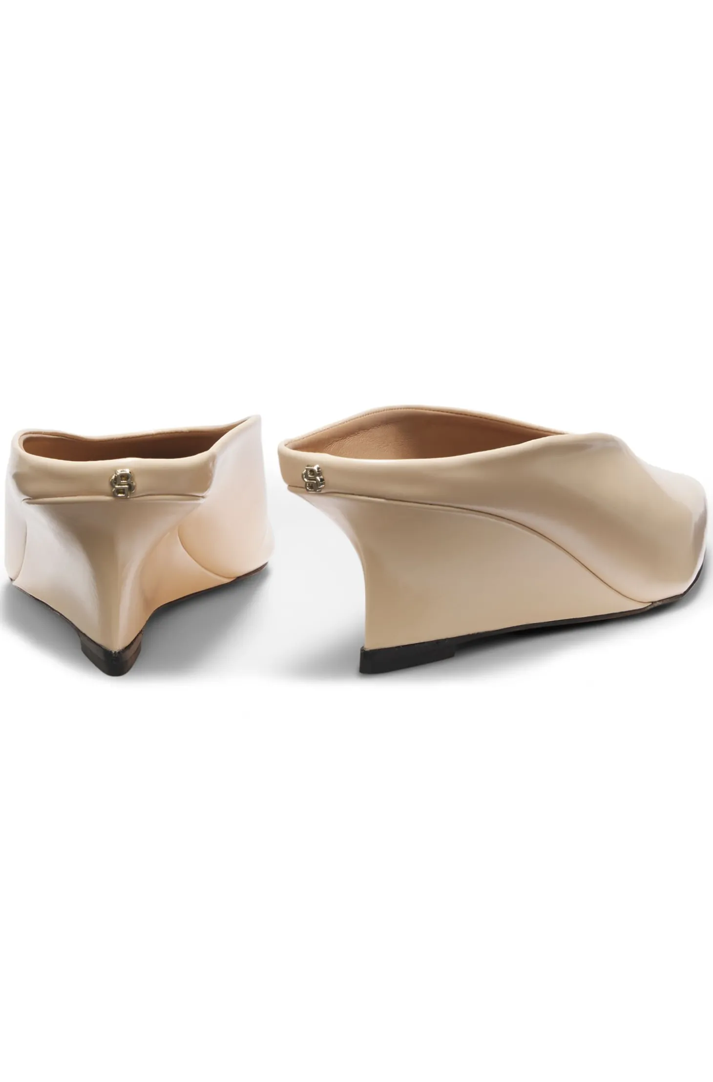 Mules aus Leder mit Keilabsatz