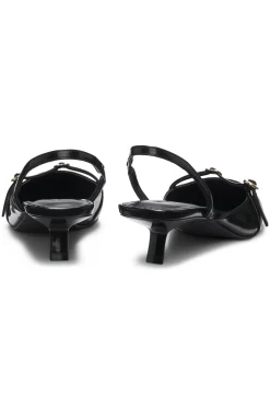 Mules mit offener Ferse aus Brush-Off-Leder