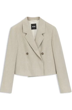 Oversized Blazer aus Fischgrät-Leinen-Mix
