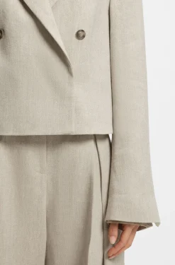Oversized Blazer aus Fischgrät-Leinen-Mix