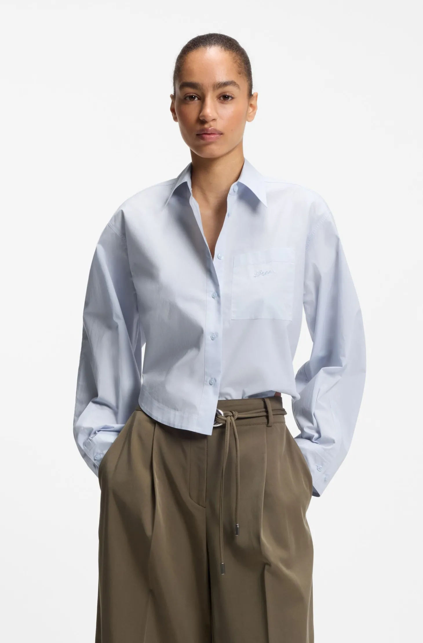 Oversized Bluse aus Baumwoll-Popeline