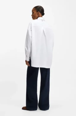 Oversized Bluse aus Baumwoll-Popeline und Organza