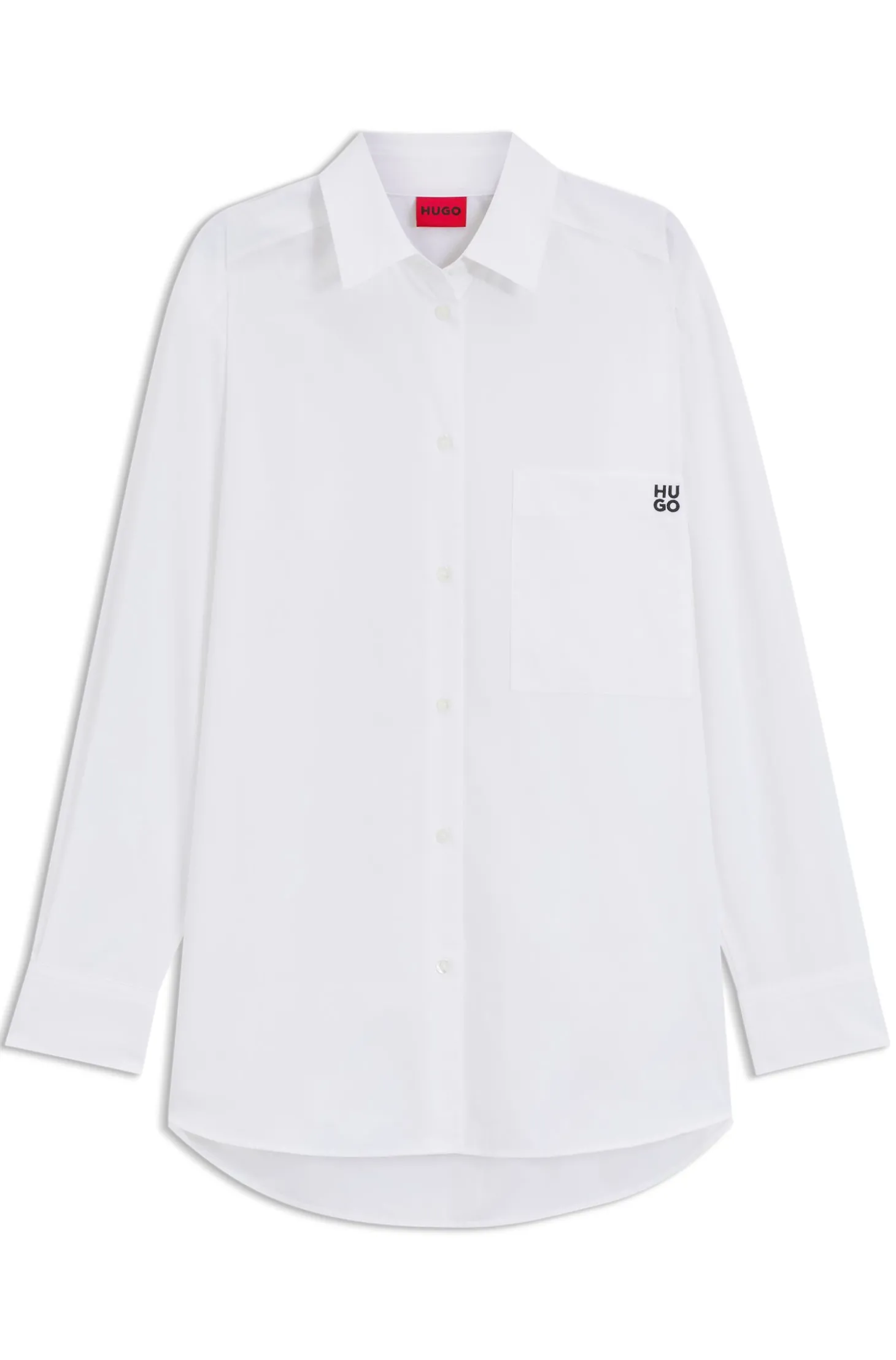 Oversized Bluse aus Baumwoll-Canvas mit Logo-Stickerei