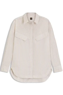 Oversized Bluse aus gestreifter Baumwolle