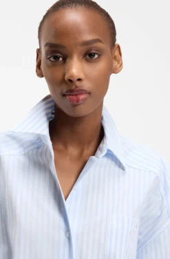 Oversized Bluse aus gestreifter Baumwoll-Popeline