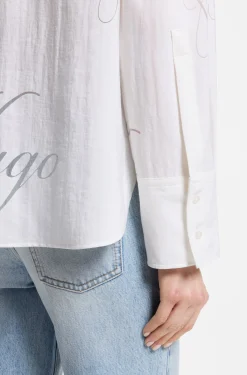 Oversized Bluse mit Burnout-Logo-Print