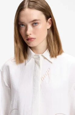 Oversized Bluse mit Burnout-Logo-Print