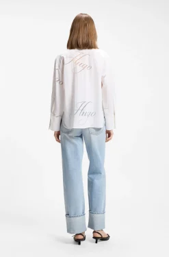 Oversized Bluse mit Burnout-Logo-Print