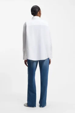 Oversized Bluse mit Happy HUGO Logo aus Strasssteinen