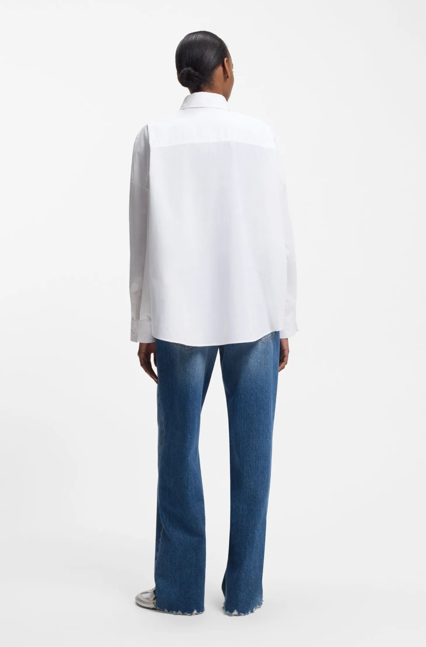 Oversized Bluse mit Happy HUGO Logo aus Strasssteinen