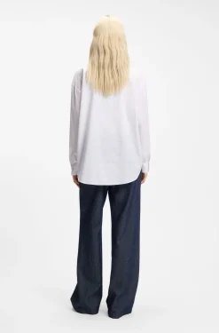 Oversized Bluse mit Herz- und Logo-Print in Ausbrenner-Optik