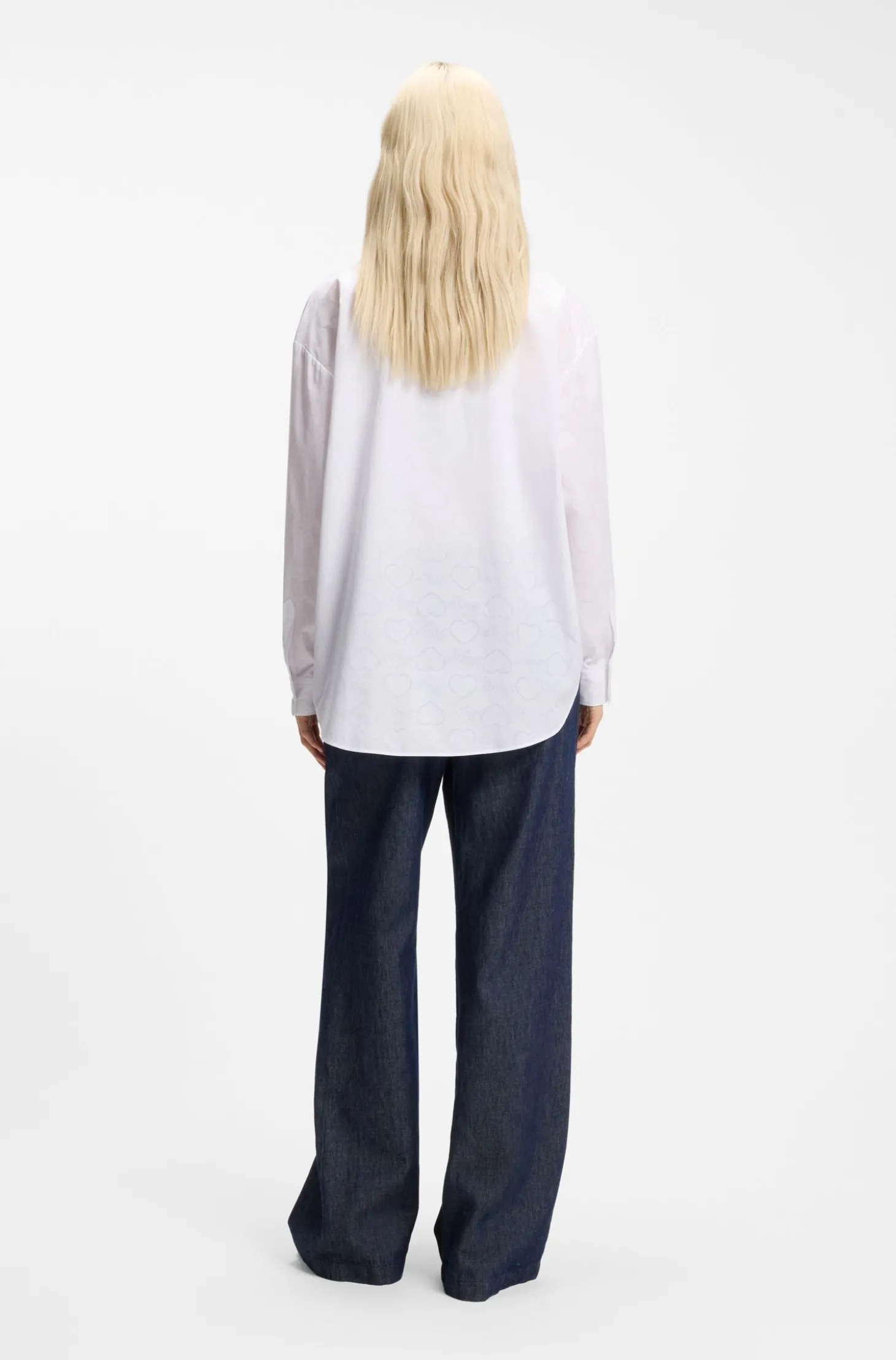 Oversized Bluse mit Herz- und Logo-Print in Ausbrenner-Optik