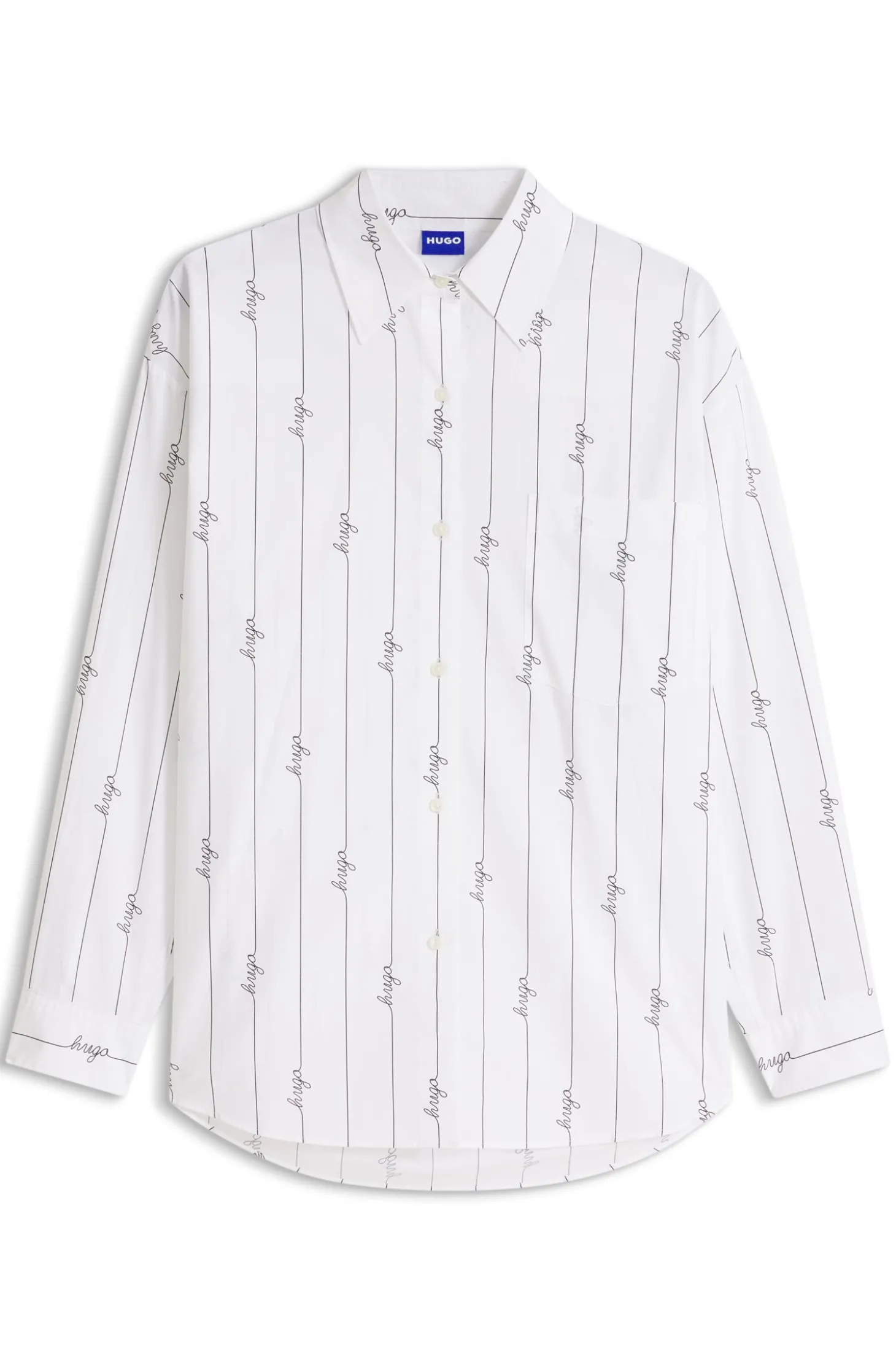 Oversized-Fit Bluse aus Baumwoll-Popeline mit Logo-Schriftzügen