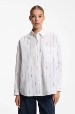Oversized-Fit Bluse aus Baumwoll-Popeline mit Logo-Schriftzügen