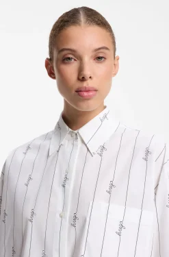 Oversized-Fit Bluse aus Baumwoll-Popeline mit Logo-Schriftzügen