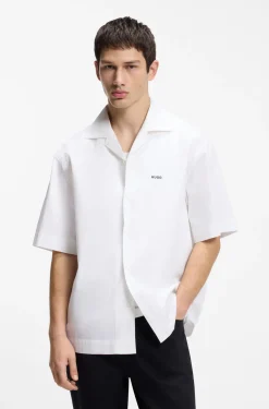 Oversized-Fit Hemd aus Baumwolle mit Paper-Touch-Effekt