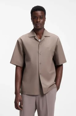 Oversized-Fit Hemd aus Baumwolle mit Paper-Touch-Effekt