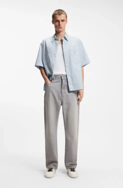 Oversized-Fit Hemd aus strukturierter Baumwolle mit aufgesetzten Taschen