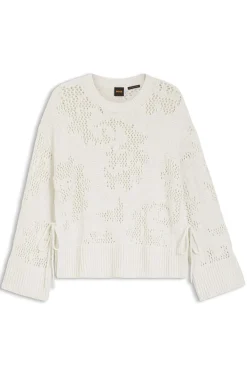 Oversized-Fit Pullover aus Baumwoll-Mix mit Strickmuster