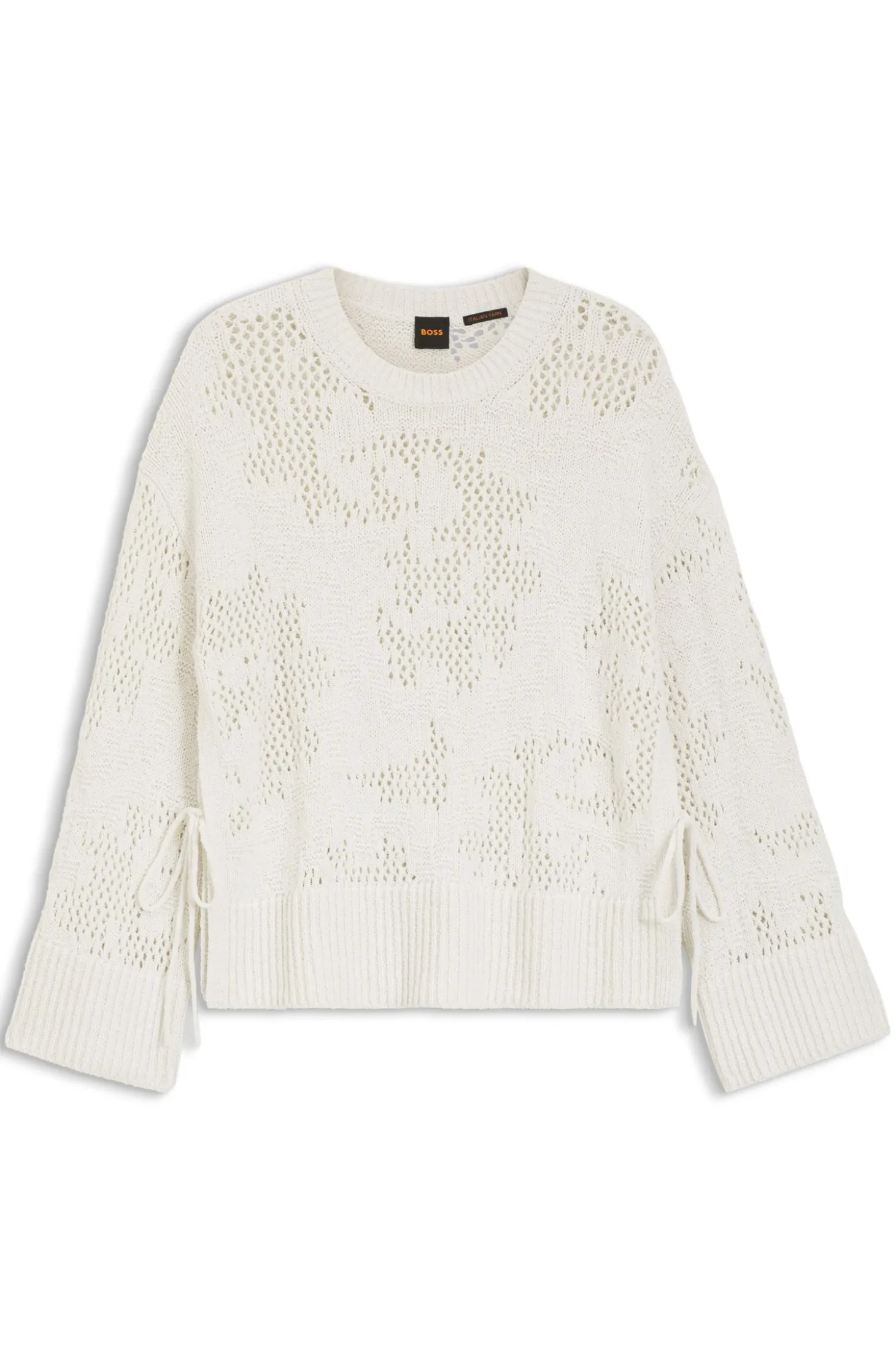Oversized-Fit Pullover aus Baumwoll-Mix mit Strickmuster