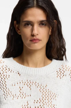 Oversized-Fit Pullover aus Baumwoll-Mix mit Strickmuster