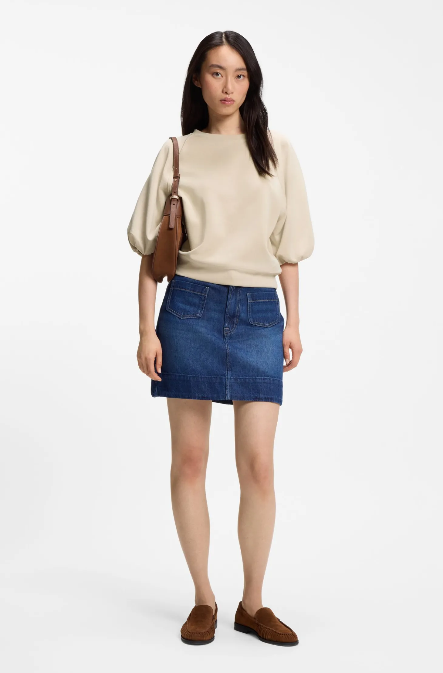 Oversized-Fit Sweatshirt mit kurzen Ballonärmeln