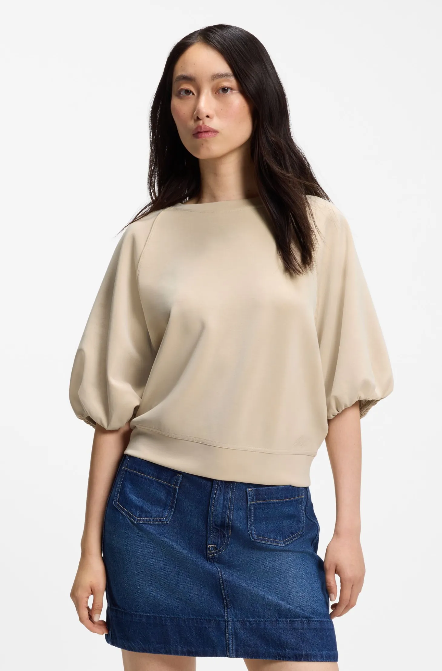 Oversized-Fit Sweatshirt mit kurzen Ballonärmeln