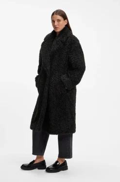 Oversized-Fit Teddy-Mantel mit zweireihiger Knopfleiste
