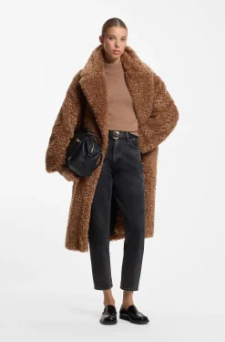 Oversized-Fit Teddy-Mantel mit zweireihiger Knopfleiste