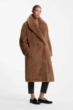 Oversized-Fit Teddy-Mantel mit zweireihiger Knopfleiste