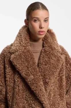 Oversized-Fit Teddy-Mantel mit zweireihiger Knopfleiste