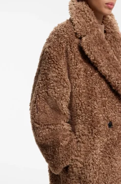 Oversized-Fit Teddy-Mantel mit zweireihiger Knopfleiste
