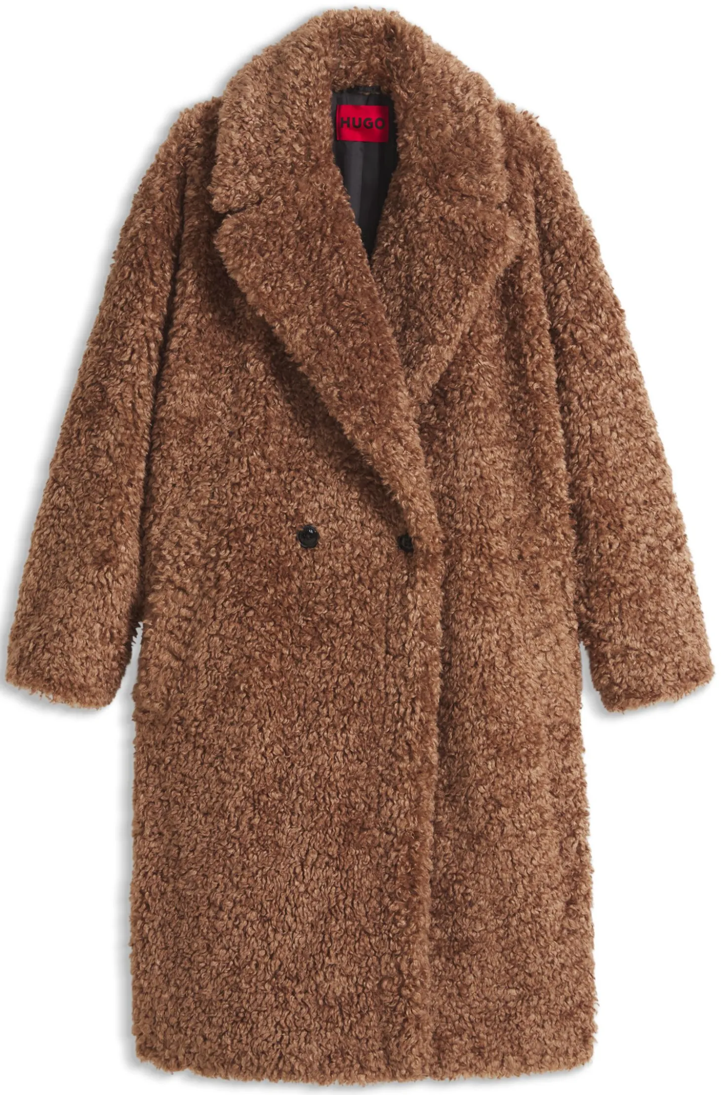 Oversized-Fit Teddy-Mantel mit zweireihiger Knopfleiste