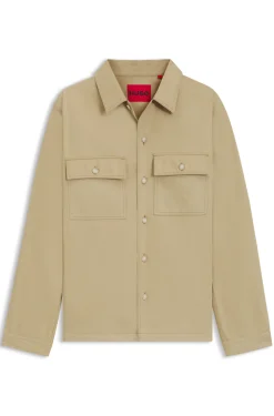 Oversized Hemd aus Baumwoll-Gabardine mit Brusttaschen