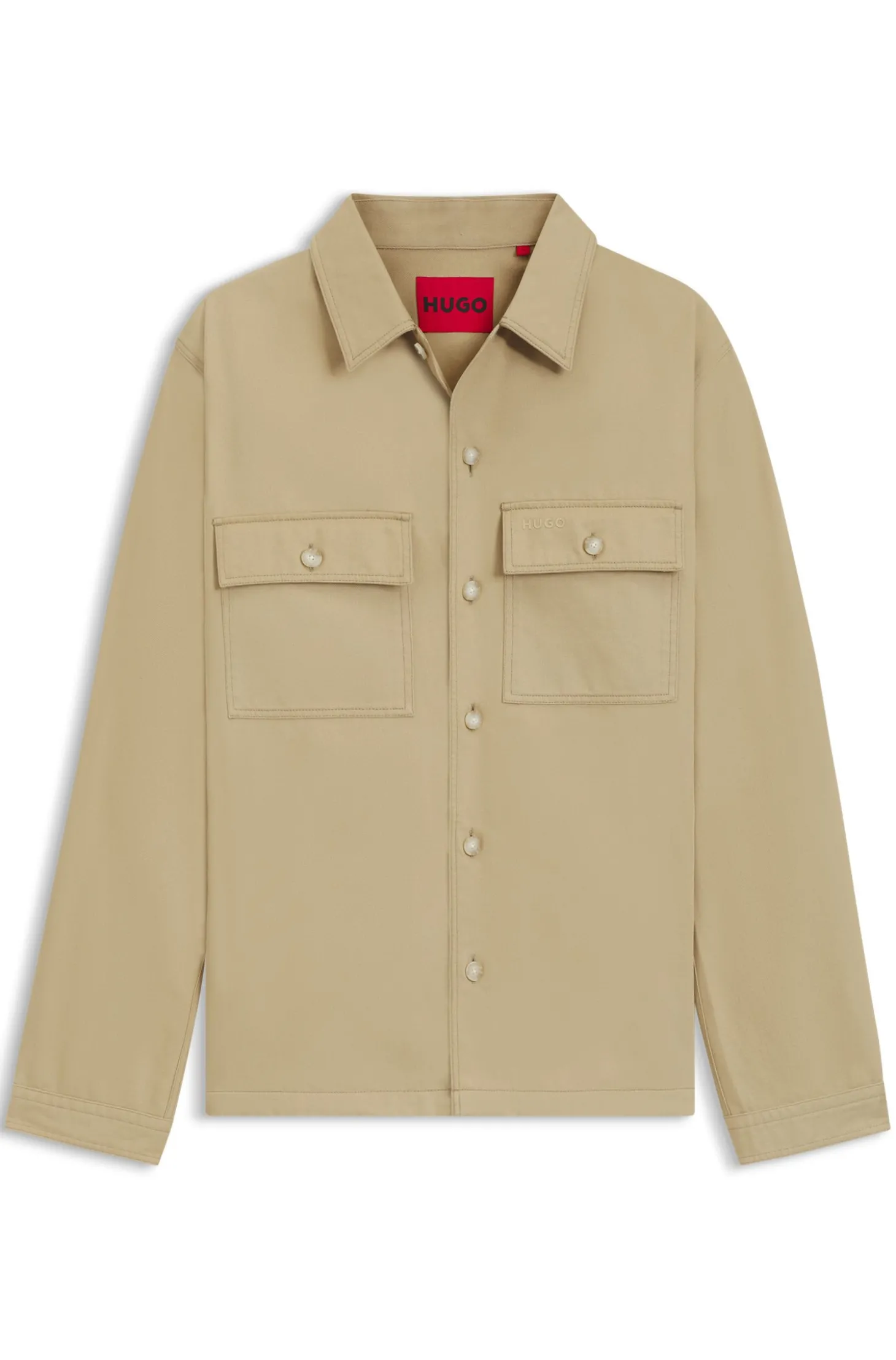 Oversized Hemd aus Baumwoll-Gabardine mit Brusttaschen