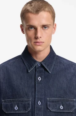 Oversized Hemd aus blauem Denim