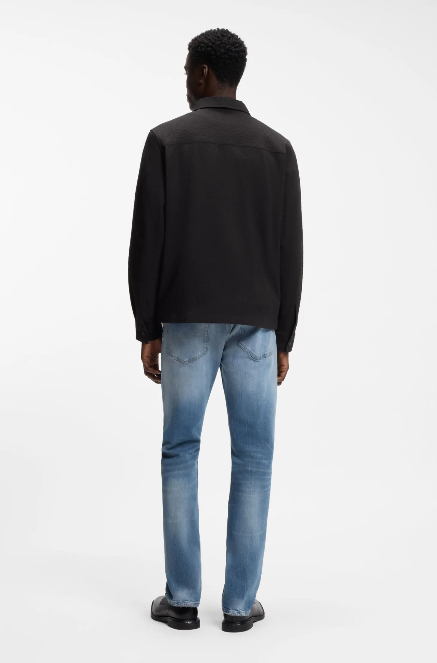 Oversized Hemd aus elastischem Baumwoll-Seersucker