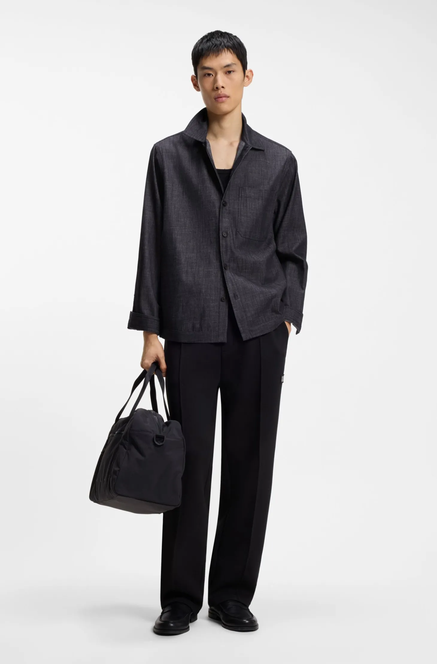 Oversized Hemd aus indigoblauem Baumwoll-Denim