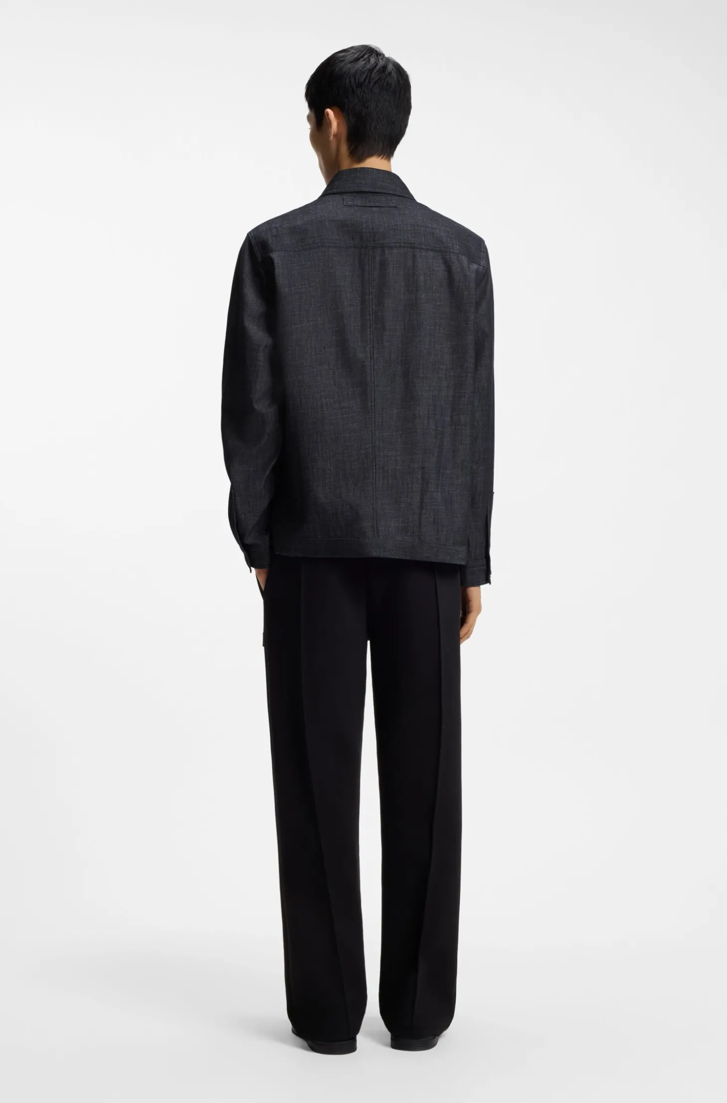 Oversized Hemd aus indigoblauem Baumwoll-Denim